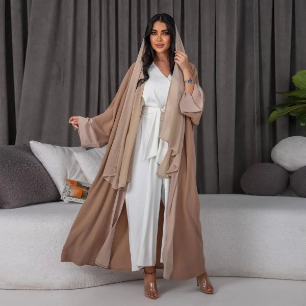 abaya kimono femme beige fluide