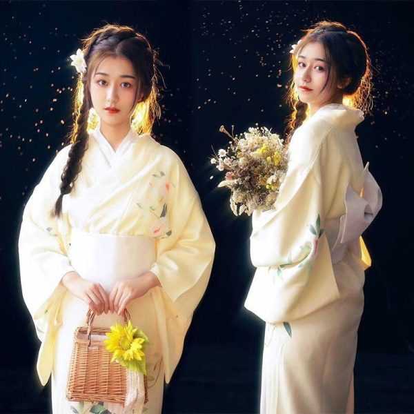 kimono japonais femme beige
