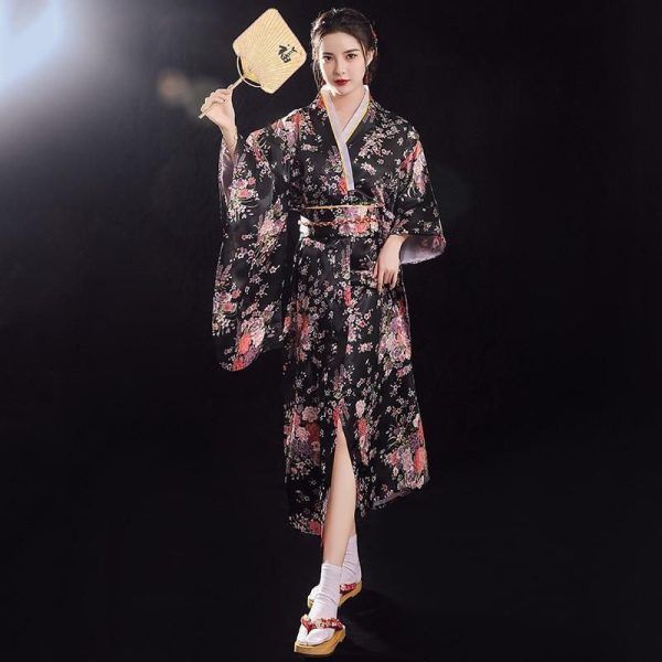 kimono japonais femme noir