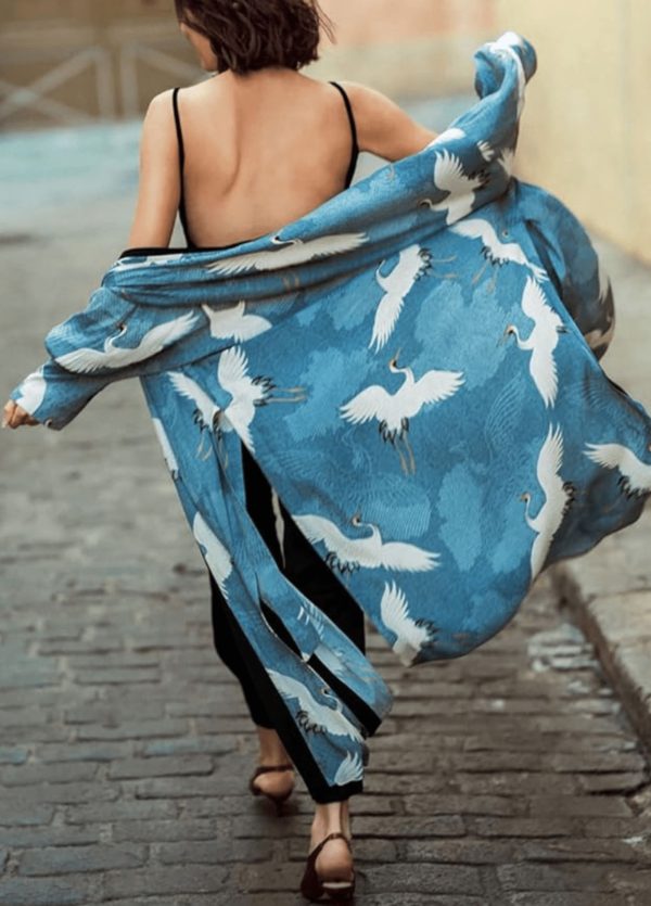 kimono long animaux en vol