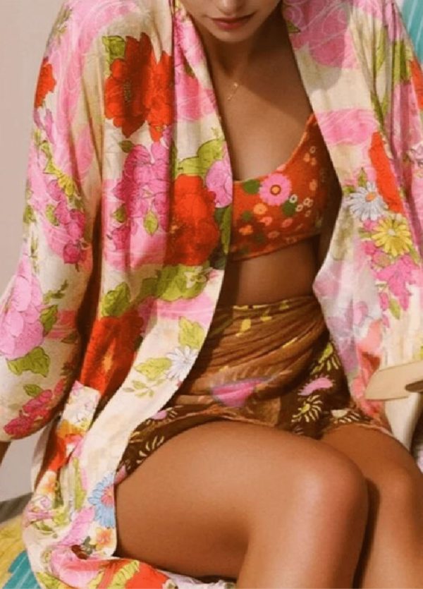 kimono long Pivoine