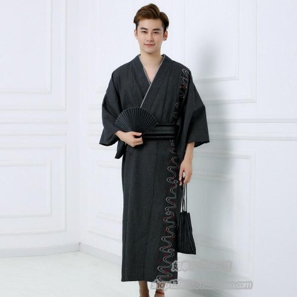 kimono noir homme japonais