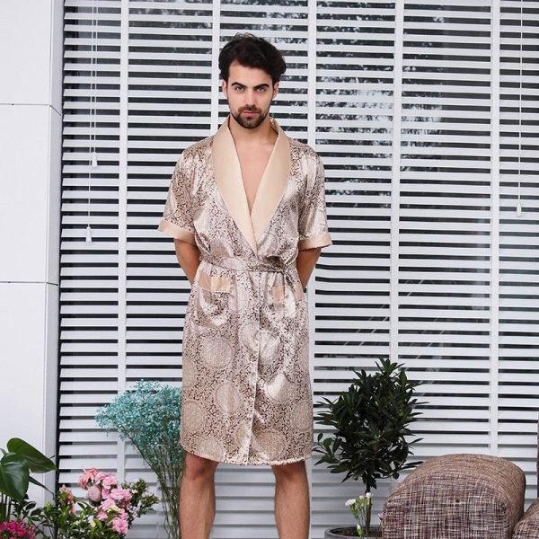 kimono nuit satin beige homme