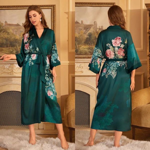 peignoir japonais en satin type soie femme