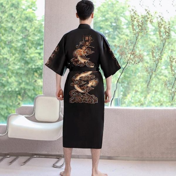 peignoir kimono asiatique noir homme