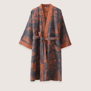 peignoir kimono bleu femme