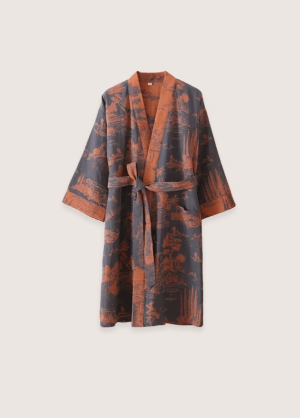 peignoir kimono bleu femme