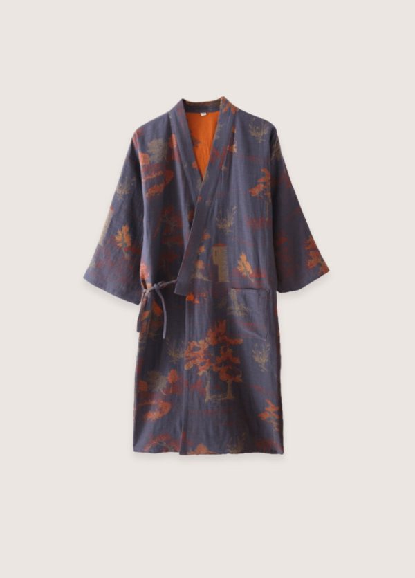 peignoir kimono bleu homme