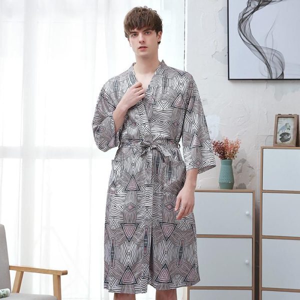peignoir kimono motif géométrique