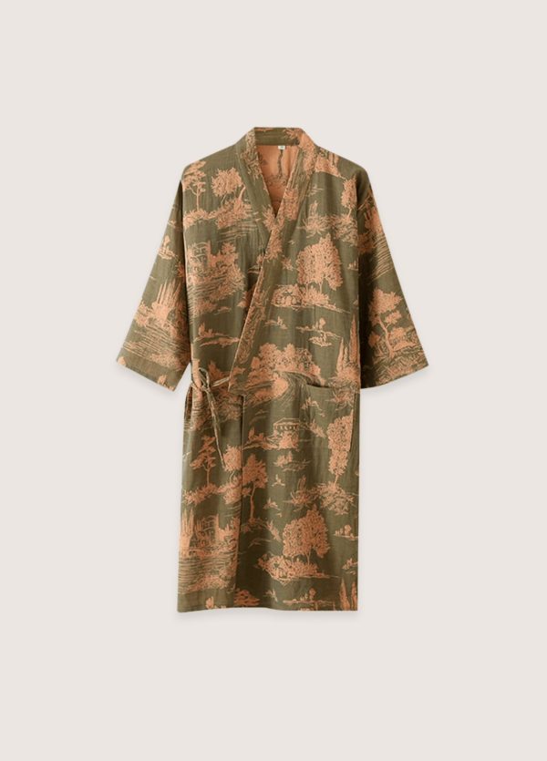 peignoir kimono vert homme Ukiyo