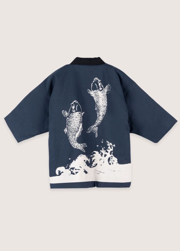 veste kimono bleu Carpe Koï Nipponne