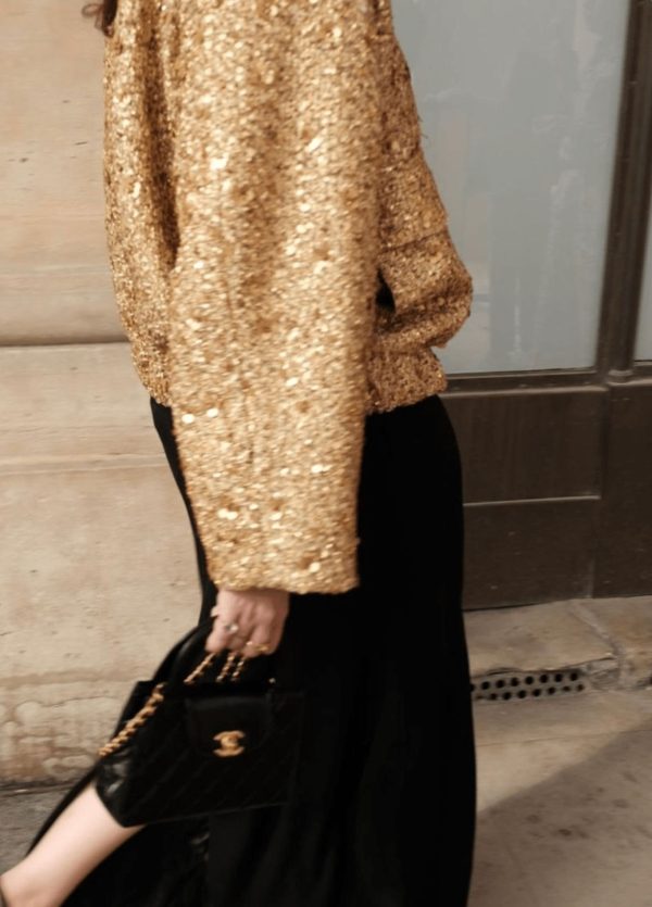 veste kimono doré à paillettes