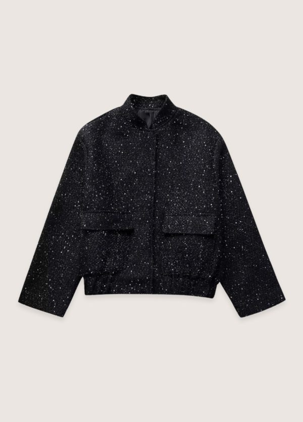 veste kimono noir à paillettes