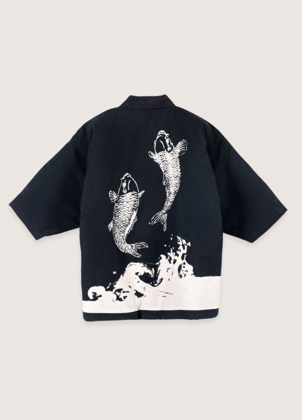 veste kimono noir Carpe Koï Nipponne