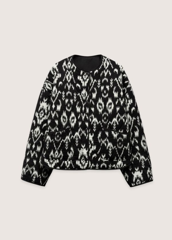 veste kimono noir et blanc ikat