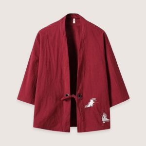 veste kimono rouge en lin