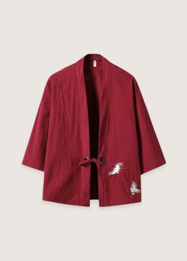 veste kimono rouge en lin