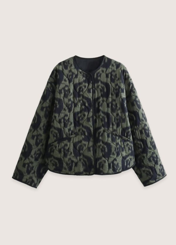 veste kimono vert olive Ikat